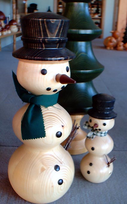 Schneemann natur - Holzfigur gedrechselt