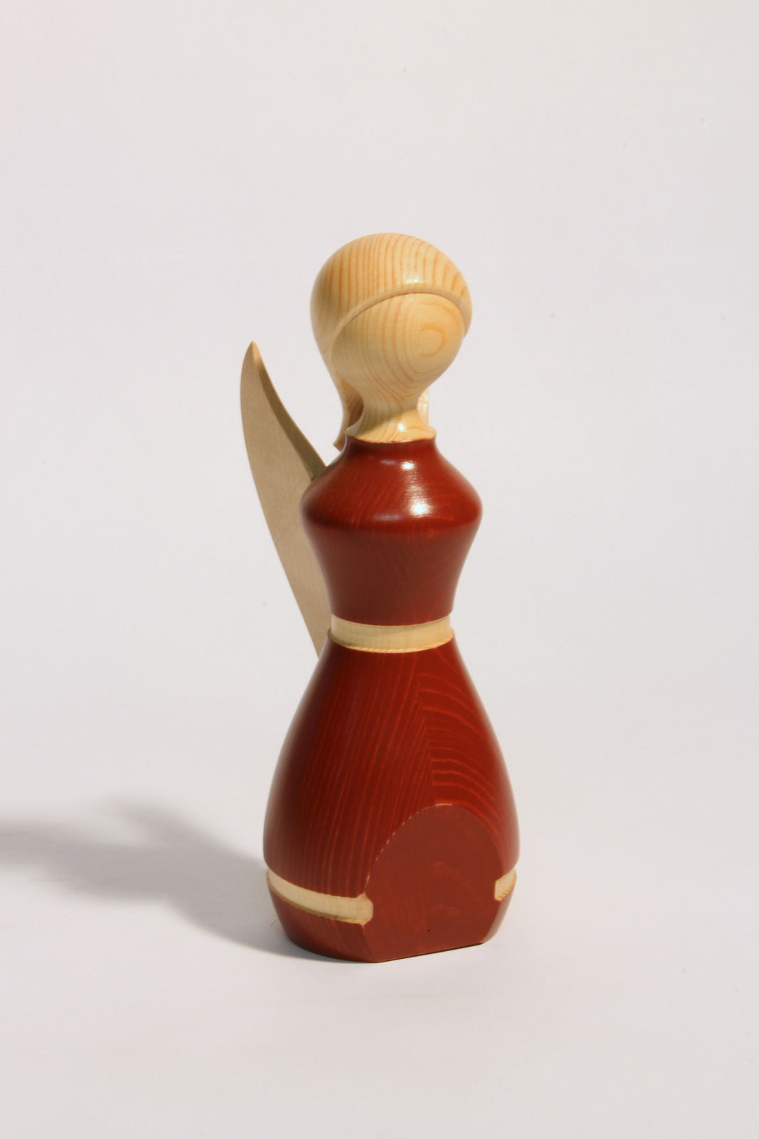 Engel rot  - Holzfigur gedrechselt
