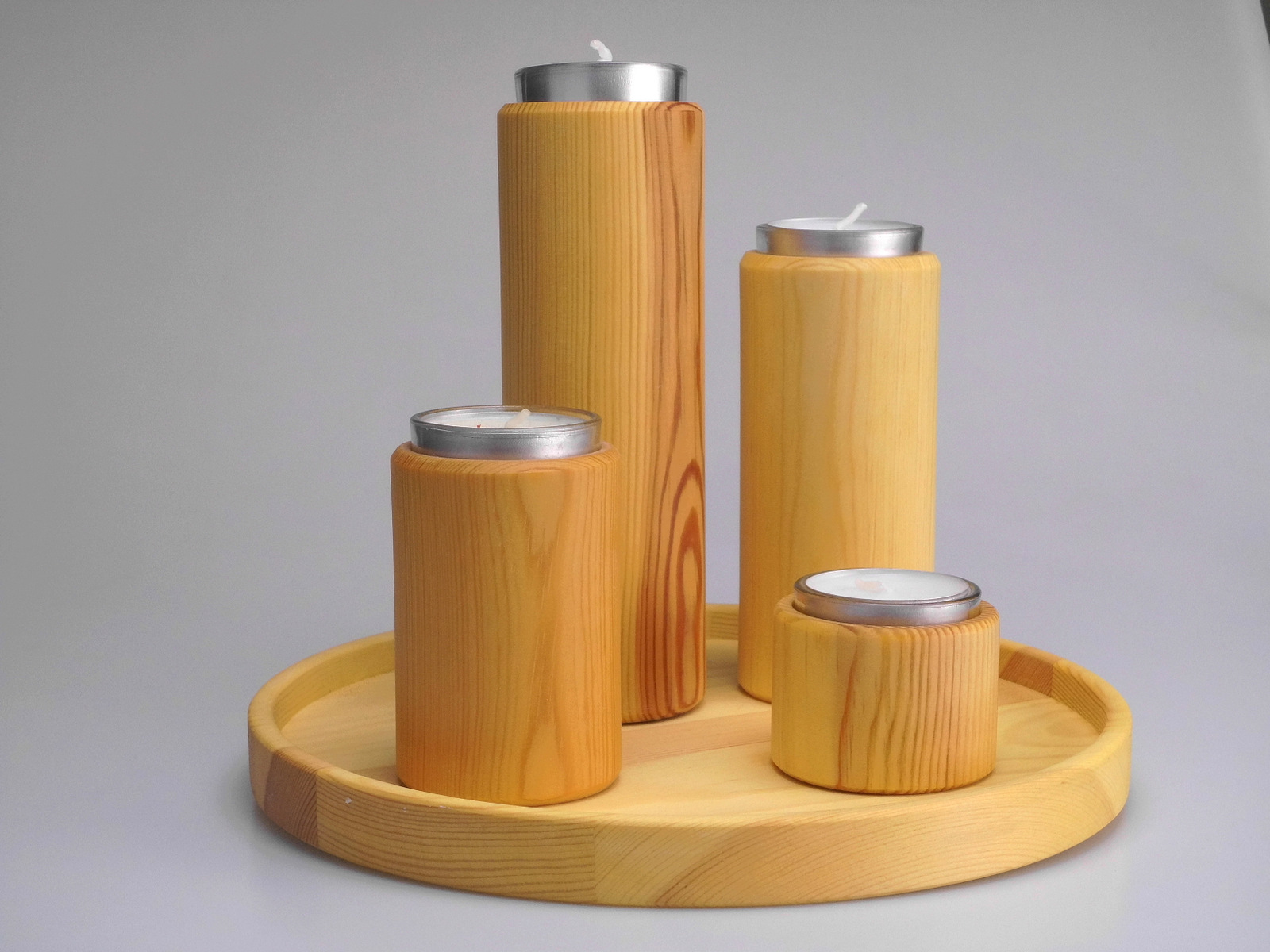 Teelichtsockel mit Teller Kiefer